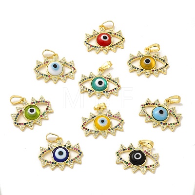 Rack Plating Brass Micro Pave Colorful Cubic Zirconia Pendants LAMP-A153-03G-M-1