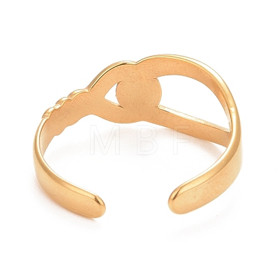 Ion Plating(IP) 304 Stainless Steel Interlock Knot Shape Open Cuff Ring for Women RJEW-C025-13G-1