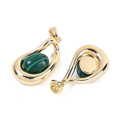 Synthetic Malachite Teardrop Pendants KK-U043-39G-01-1