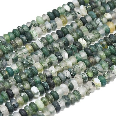 Natural Moss Agate Beads Strands G-P575-A24-4x2mm-1
