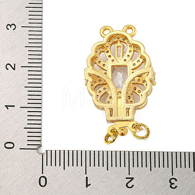 Rack Plating Flower Brass Micro Pave Clear Cubic Zirconia Box Clasps KK-F876-12G-1