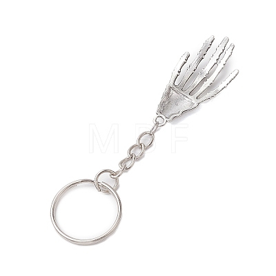 Halloween Themed Skull Hand Alloy Keychain KEYC-JKC00860-1