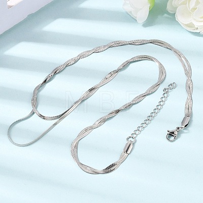 Unisex 304 Stainless Steel Flat Snake Chain Necklaces NJEW-K305-11P-1
