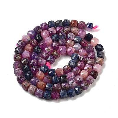 Natural Red Corundum/Ruby and Sapphire Beads Strands G-B088-E13-04-1