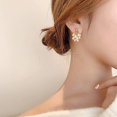 Alloy & Plastic Pearl Tassel Stud Earrings WGB404F-01-1