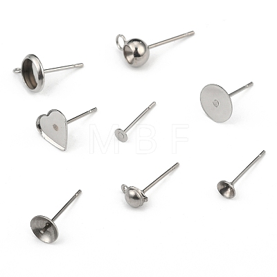 304 Stainless Steel Stud Earring Settings & Findings STAS-MSMC002-05P-1