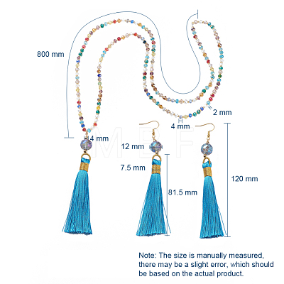 Polyester Tassel Pendant Jewelry Sets SJEW-JS01063-1