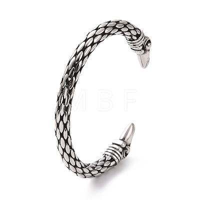 304 Stainless Steel Bird Open Cuff Bangle for Men Women BJEW-M230-08AS-1