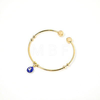 Real 18K Gold Plated 201 Stainless Steel Adjustable Cuff Bangles BM4462-2-1