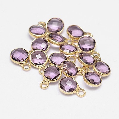 Glass Flat Round Charm KK-L091-M-1