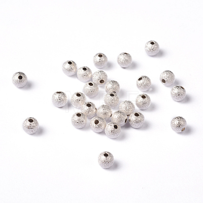 6mm Silver Color Plated Brass Textured Beads X-EC248-S-1