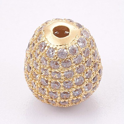 Brass Micro Pave Cubic Zirconia Beads KK-F748-30-1