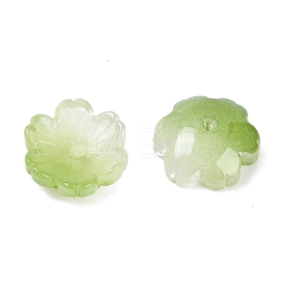 Transparent Spray Paint Glass Bead Caps GLAA-H035-04E-1