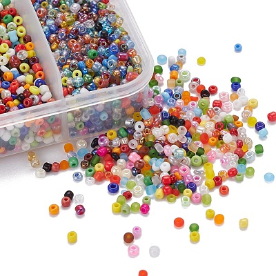 6300Pcs 5 Styles Glass Seed Beads SEED-YW0001-18-1