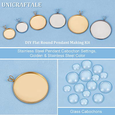 Unicraftale DIY Flat Round Pendant Making Kit DIY-UN0004-84-1