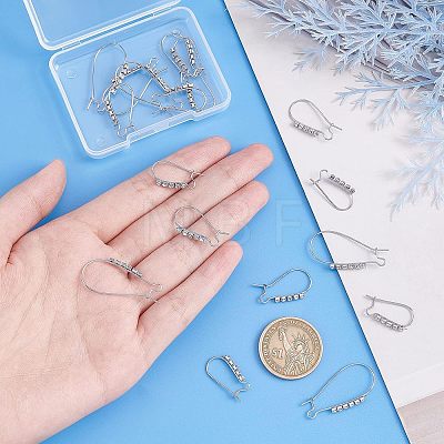 Unicraftale 18Pcs 3 Style 304 Stainless Steel Hoop Earrings Findings Kidney Ear Wires STAS-UN0038-20-1