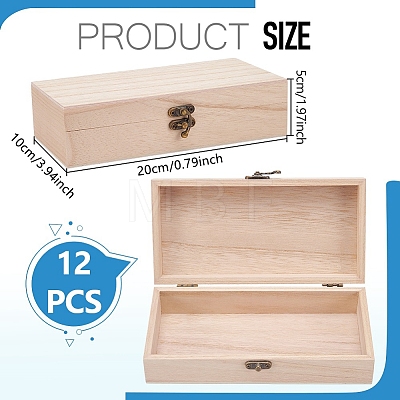 Wooden Packing Boxes with Hinged Lid and Clasps CON-WH0100-37-1
