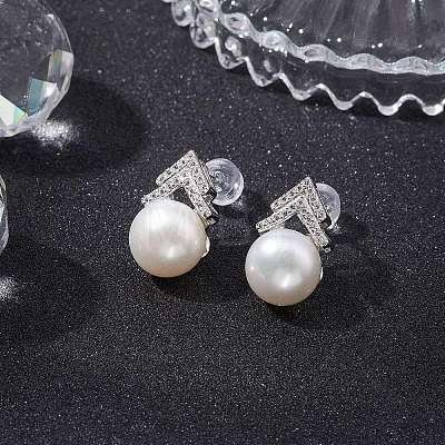 Natural Pearl Ear Studs EJEW-P286-28P-1