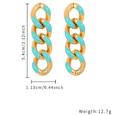 304 Stainless Steel Enamel Curb Chains Dangle Stud Earrings SI8775-2-1