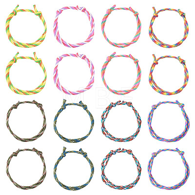 32Pcs 8 Styles Polyester & Spandex Cord Braided Bead Bracelets BJEW-TAC0066-1