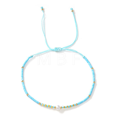Bohemian Style Adjustable Faux Pearl & Glass Seed Bead Braided Bead Bracelets for Women OE9655-5-1