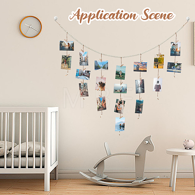 Wall Hanging Photo Display with Wooden Beads Garland AJEW-WH20011-54D-1