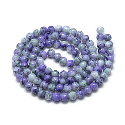 Baking Painted Glass Beads Strands DGLA-S115-8mm-S74-1