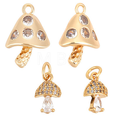 10Pcs 2 Styles Brass Clear Cubic Zirconia Pendants KK-BBC0005-43-1