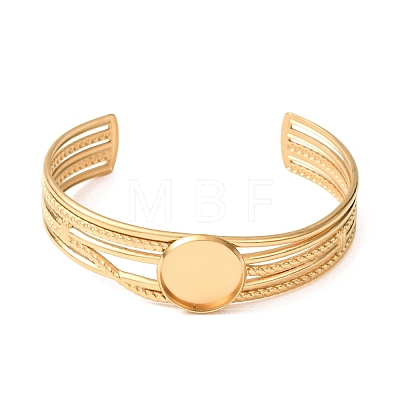 304 Stainless Steel Multi-strand Cuff Bracelet Blanks with Flat Round Bezel Settings SA-CBA4160-01A-G-1