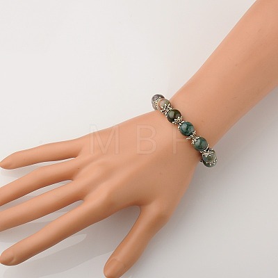 Natural Gemstone Round Bead Stretch Bracelets BJEW-JB01506-05-1