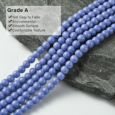 Eco-Friendly Round Baking Paint Glass Beads Strands HY-A003-4mm-RV33-1