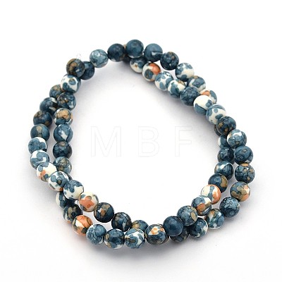 Synthetic Ocean White Jade Round Bead Strands X-G-M165-8mm-15-1