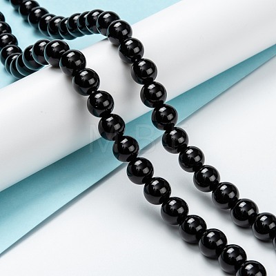 Natural Black Onyx Beads Strands G-Z024-02A-1