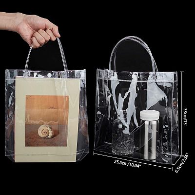 Valentine's Day Transparent PVC Plastic Gift Bag with Handle ABAG-WH0005-22-1