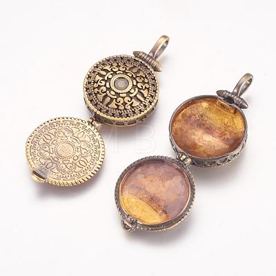 Brass Locket Pendants KK-K176-15AB-1