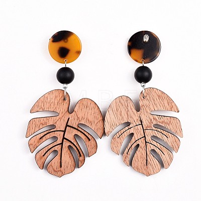 Wooden Dangle Earrings EJEW-JE03320-1