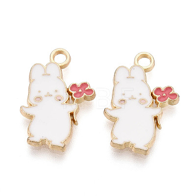Rabbit Charms Alloy Enamel Pendants ENAM-T022-43KCG-1