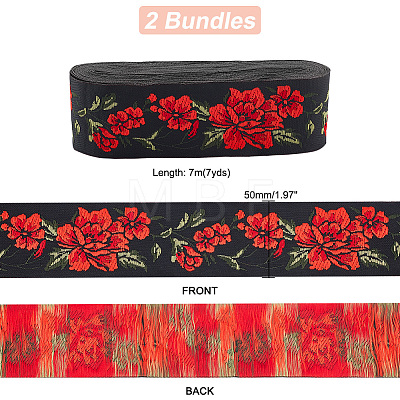 Ethnic Style Embroidery Polyester Ribbons OCOR-WH0060-54-1