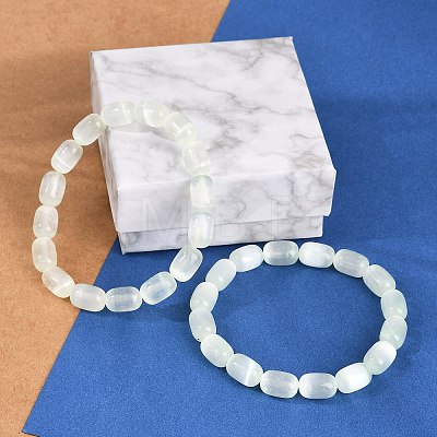 Dyed Natural Selenite Column Beaded Stretch Bracelets for Women BJEW-I312-05D-1