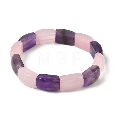 Natural Amethyst & Rose Quartz Bead Stretch Bracelets for Women Men BJEW-C097-02A-17-1