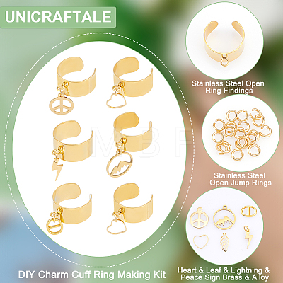 Unicraftale DIY Charm Cuff Ring Making Kit DIY-UN0003-67-1