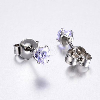 Cubic Zirconia Ear Studs EJEW-E098-H-02-1