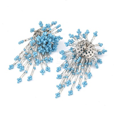 Glass Seed Beads Stud Earrings for Women EJEW-MZ00760-01-1