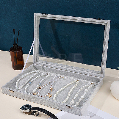 Wood Coverd with Velvet Necklaces Display Cases AJEW-WH20054-340B-1