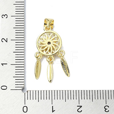 Rack Plating Real 18K Gold Plated Brass Micro Pave Clear Cubic Zirconia Pendants KK-B084-13G-01-1