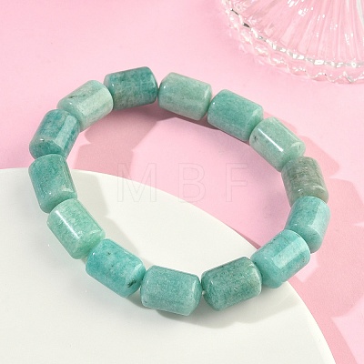 Column Natural Amazonite Beads Stretch Bracelets for Women Men BJEW-A148-01A-17-1