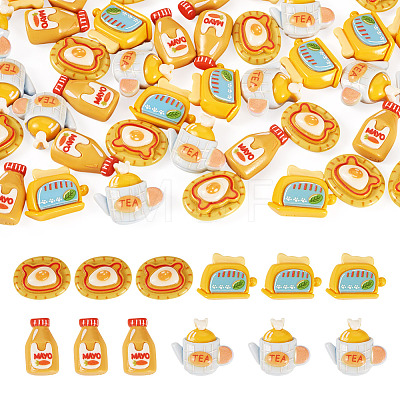40Pcs 4 Styles Afternoon Tea Theme Opaque Resin Cabochonss RESI-TA0004-92-1