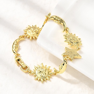 Brass Link Bracelets for Women BJEW-C118-01G-1