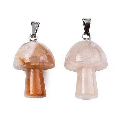 Natural Cherry Blossom Agate Pendants X-G-N0325-10H-1