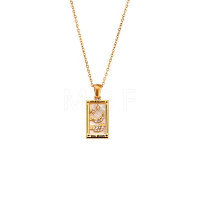 Rhinestone Tarot Card Pendant Necklace with Enamel LS-PW23032750096-1